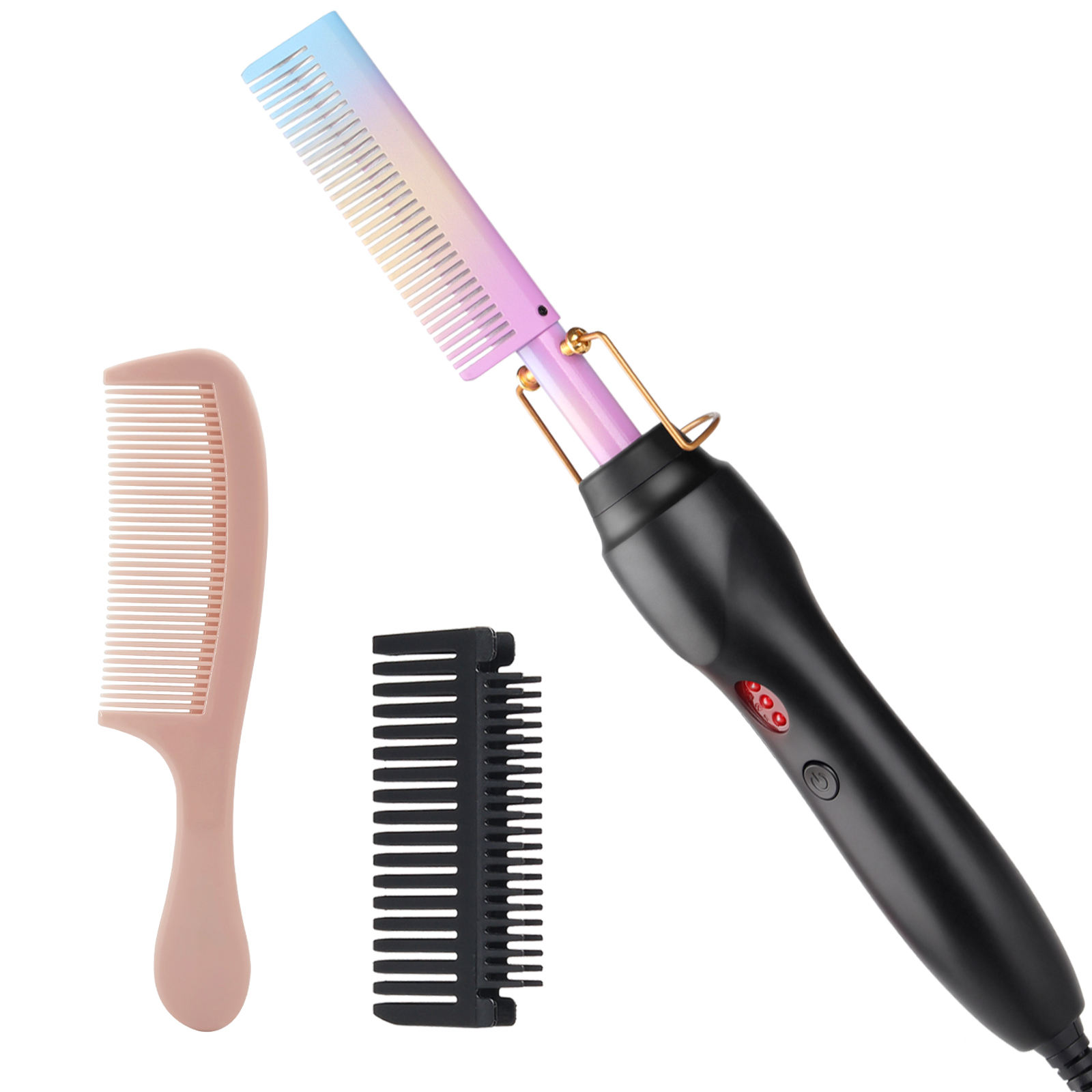 Portable Travel Hair Straightener Comb Electric Pressing Ceramic Comb Anti-Scald Feature Straightener Straightening Hair Brushes